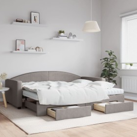 Sofá cama nido con cajones tela gris taupe 90x200 cm de vidaXL, Camas y somieres - Ref: Foro24-3197245, Precio: 486,99 €, Des...