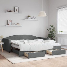 Trundle sofa bed with drawers dark gray fabric 100x200 cm by vidaXL, Beds and slatted bases - Ref: Foro24-3197248, Price: 502...