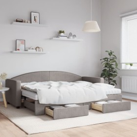 Trundle sofa bed with drawers taupe gray fabric 80x200 cm by vidaXL, Beds and slatted bases - Ref: Foro24-3197240, Price: 474...