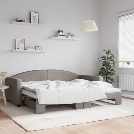 Trundle sofa bed taupe gray fabric 90x200 cm by vidaXL, Beds and slatted bases - Ref: Foro24-3197191, Price: 286,58 €, Discou...