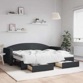 Trundle sofa bed with drawers black fabric 80x200 cm by vidaXL, Beds and slatted bases - Ref: Foro24-3197221, Price: 321,80 €...