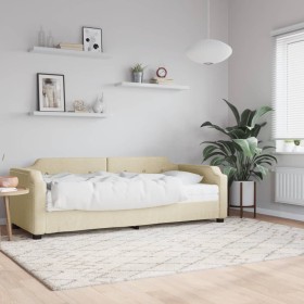 Sofa bed with cream fabric mattress 100x200 cm by vidaXL, Beds and slatted bases - Ref: Foro24-3197625, Price: 359,99 €, Disc...