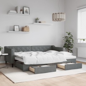 Trundle sofa bed with drawers dark gray fabric 80x200 cm by vidaXL, Beds and slatted bases - Ref: Foro24-3197458, Price: 330,...