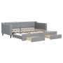 Trundle sofa bed with drawers light gray fabric 90x200 cm by vidaXL, Beds and slatted bases - Ref: Foro24-3197462, Price: 335...