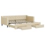 Trundle sofa bed with drawers cream fabric 80x200 cm by vidaXL, Beds and slatted bases - Ref: Foro24-3197461, Price: 311,08 €...