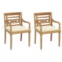 Batavia chairs 2 units solid teak with cream cushions by vidaXL, Garden chairs - Ref: Foro24-3062129, Price: 248,96 €, Discou...