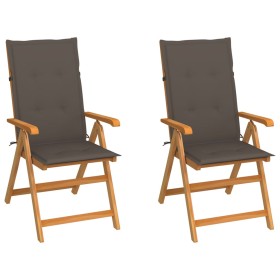 Garden chairs 2 units with taupe cushions solid teak wood by vidaXL, Garden chairs - Ref: Foro24-3062384, Price: 255,23 €, Di...