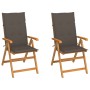 Garden chairs 2 units with taupe cushions solid teak wood by vidaXL, Garden chairs - Ref: Foro24-3062384, Price: 266,10 €, Di...