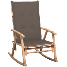 Silla mecedora con cojín bambú de vidaXL, Sillas de jardín - Ref: Foro24-3063911, Precio: 133,99 €, Descuento: %