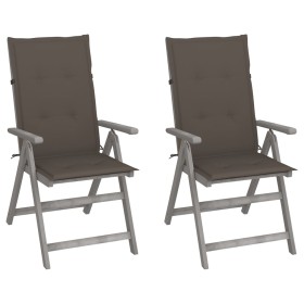 Reclining garden chairs 2 pcs solid acacia wood cushions by vidaXL, Garden chairs - Ref: Foro24-3064706, Price: 179,53 €, Dis...