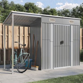 Garden shed with elongated roof, made of gray steel, measuring 277x110.5x181 cm. by vidaXL, Sheds - Ref: Foro24-364525, Price...