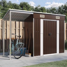 Garden shed with elongated brown steel roof 277x110.5x181 cm by vidaXL, Sheds - Ref: Foro24-364527, Price: 343,99 €, Discount: %