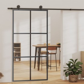 Puerta corredera con herrajes ESG vidrio y aluminio 102x205 cm de vidaXL, Puertas - Ref: Foro24-3081949, Precio: 258,99 €, De...