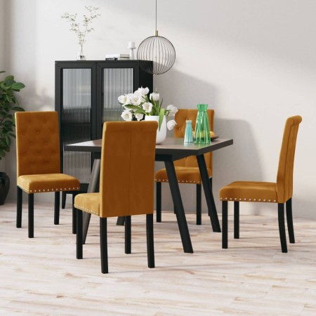 Dining chairs 4 units of brown velvet by vidaXL, dining chairs - Ref: Foro24-336890, Price: 213,99 €, Discount: %