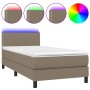 Boxspringbett mit Matratze und LED-Leuchten taupegrauer Stoff 90x200 cm von vidaXL, Betten und Lattenroste - Ref: Foro24-3133...