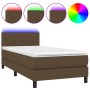 Boxspringbett-Matratze und LED-Leuchten aus dunkelbraunem Stoff, 80 x 200 cm von vidaXL, Betten und Lattenroste - Ref: Foro24...