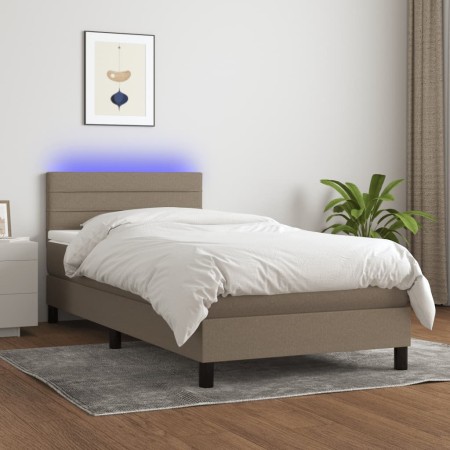 Cama box spring colchón y luces LED gris taupe 80x200 cm de vidaXL, Camas y somieres - Ref: Foro24-3133193, Precio: 294,84 €,...