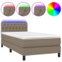 Boxspringbett mit Matratze und LED-Leuchten taupegrauer Stoff 90x200 cm von vidaXL, Betten und Lattenroste - Ref: Foro24-3133...