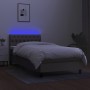 Boxspringbett mit Matratze und LED-Leuchten taupegrauer Stoff 90x200 cm von vidaXL, Betten und Lattenroste - Ref: Foro24-3133...