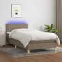 Box spring bed with LED mattress taupe gray fabric 90x200 cm by vidaXL, Beds and slatted bases - Ref: Foro24-3133609, Price: ...