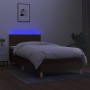 Cama box spring con colchón LED tela marrón oscuro 80x200 cm de vidaXL, Camas y somieres - Ref: Foro24-3133672, Precio: 275,0...