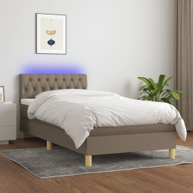 Box spring bed with LED mattress taupe gray fabric 90x200 cm by vidaXL, Beds and slatted bases - Ref: Foro24-3133929, Price: ...