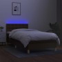 Cama box spring con colchón LED tela marrón oscuro 80x200 cm de vidaXL, Camas y somieres - Ref: Foro24-3133992, Precio: 271,2...