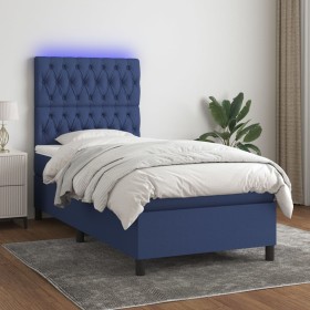 Box spring bed mattress and LED lights blue fabric 80x200 cm by vidaXL, Beds and slatted bases - Ref: Foro24-3135075, Price: ...