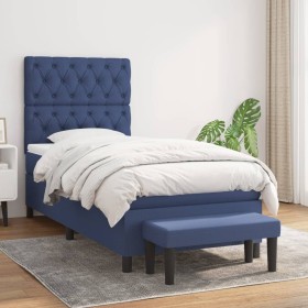 Cama box spring con colchón tela azul 80x200 cm de vidaXL, Camas y somieres - Ref: Foro24-3136795, Precio: 383,30 €, Descuent...