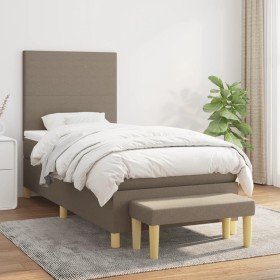 Cama box spring con colchón tela gris taupe 90x200 cm de vidaXL, Camas y somieres - Ref: Foro24-3136969, Precio: 386,99 €, De...