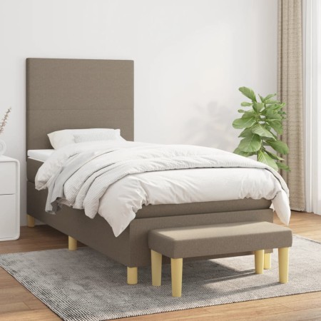 Box spring bed with taupe gray fabric mattress 90x200 cm by vidaXL, Beds and slatted bases - Ref: Foro24-3136969, Price: 386,...