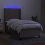 Boxspringbett mit Matratze und LED-Leuchten taupegrauer Stoff 90x200 cm von vidaXL, Betten und Lattenroste - Ref: Foro24-3138...