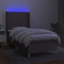 Boxspringbett mit Matratze und LED-Leuchten taupegrauer Stoff 90x200 cm von vidaXL, Betten und Lattenroste - Ref: Foro24-3138...