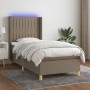 Boxspringbett mit Matratze und LED-Leuchten taupegrauer Stoff 90x200 cm von vidaXL, Betten und Lattenroste - Ref: Foro24-3139...