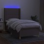 Boxspringbett mit Matratze und LED-Leuchten taupegrauer Stoff 90x200 cm von vidaXL, Betten und Lattenroste - Ref: Foro24-3139...