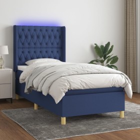 Cama box spring colchón y luces LED tela azul 80x200 cm de vidaXL, Camas y somieres - Ref: Foro24-3139075, Precio: 367,08 €, ...