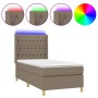 Boxspringbett mit Matratze und LED-Leuchten taupegrauer Stoff 90x200 cm von vidaXL, Betten und Lattenroste - Ref: Foro24-3139...