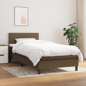 Cama box spring con colchón tela marrón oscuro 80x200 cm de vidaXL, Camas y somieres - Ref: Foro24-3139932, Precio: 265,90 €,...