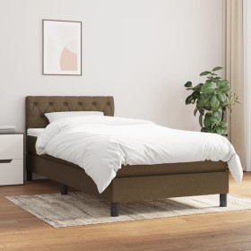 Cama box spring con colchón tela marrón oscuro 80x200 cm de vidaXL, Camas y somieres - Ref: Foro24-3140252, Precio: 277,63 €,...