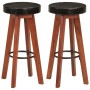 Kitchen stools 2 units genuine leather solid acacia wood by vidaXL, Kitchen stools - Ref: Foro24-348165, Price: 156,50 €, Dis...