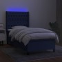 Boxspringbettmatratze und LED-Leuchten aus blauem Stoff 80x200 cm von vidaXL, Betten und Lattenroste - Ref: Foro24-3138515, P...