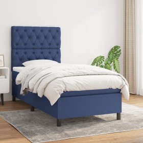 Box spring bed with blue fabric mattress 80x200 cm by vidaXL, Beds and slatted bases - Ref: Foro24-3141975, Price: 350,72 €, ...