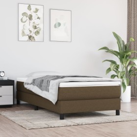 Cama box spring con colchón tela marrón oscuro 80x200 cm de vidaXL, Camas y somieres - Ref: Foro24-3144032, Precio: 235,78 €,...