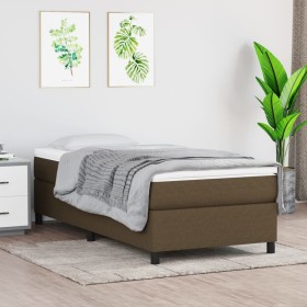 Cama box spring con colchón tela marrón oscuro 80x200 cm de vidaXL, Camas y somieres - Ref: Foro24-3144378, Precio: 263,96 €,...