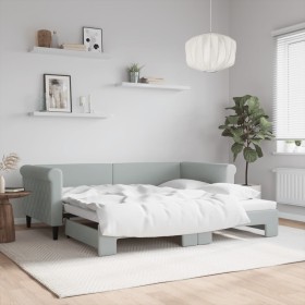 Light gray velvet trundle sofa bed 90x190 cm by vidaXL, Beds and slatted bases - Ref: Foro24-3197784, Price: 267,56 €, Discou...