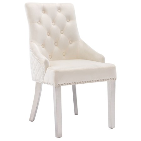 Cream Velvet Dining Chair by vidaXL, dining chairs - Ref: Foro24-337027, Price: 194,88 €, Discount: %