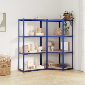 Shelving 4 levels 2 units steel and blue plywood by vidaXL, Industrial shelving - Ref: Foro24-3154147, Price: 94,99 €, Discou...