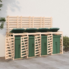 Quadruple trash can shed solid pine wood by vidaXL, Waste container supports - Ref: Foro24-3157697, Price: 459,99 €, Discount: %