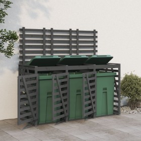 Triple shed for garbage bins, solid gray pine wood by vidaXL, Waste container supports - Ref: Foro24-3157693, Price: 425,99 €...