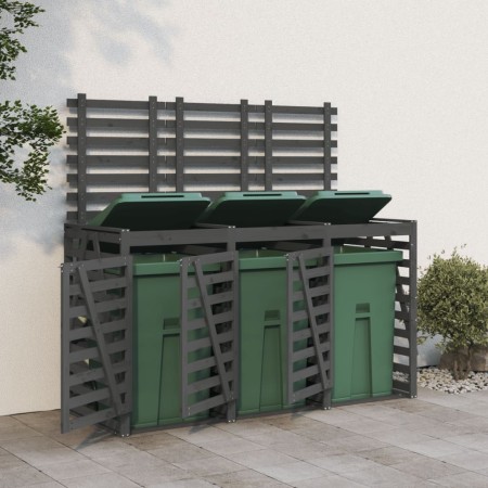 Triple shed for garbage bins, solid gray pine wood by vidaXL, Waste container supports - Ref: Foro24-3157693, Price: 418,88 €...